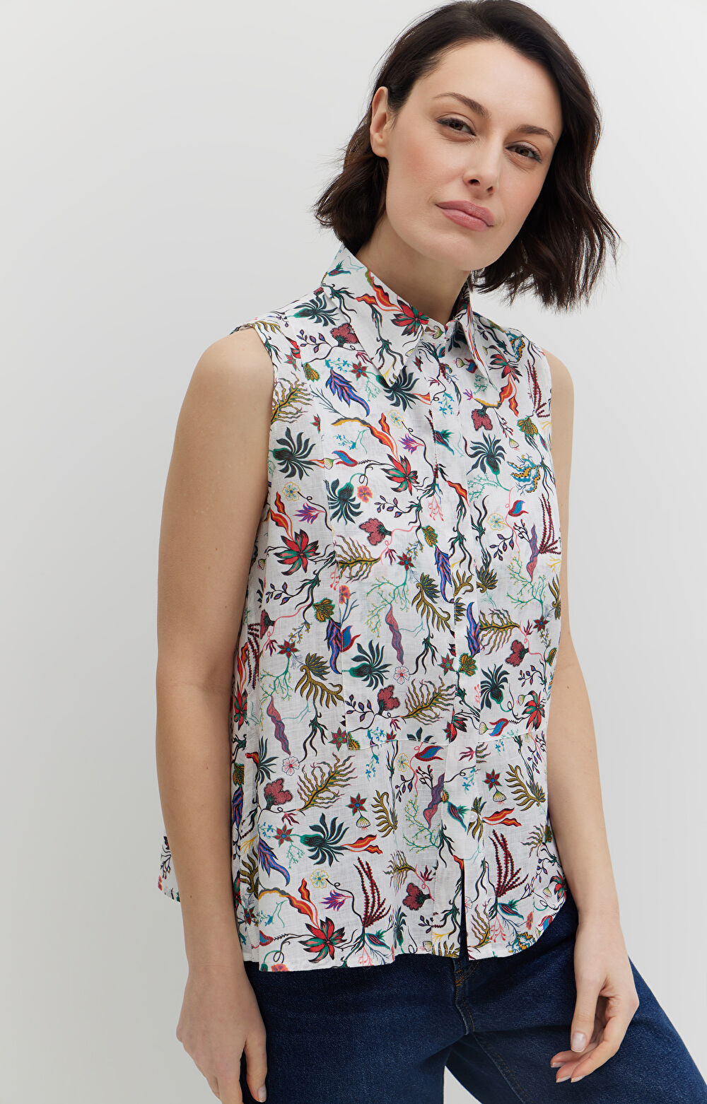 Lniana koszula bez rękawów - 3