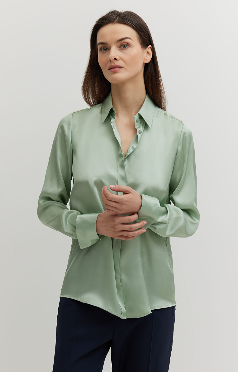 Koszula z satynowej wiskozy - 2