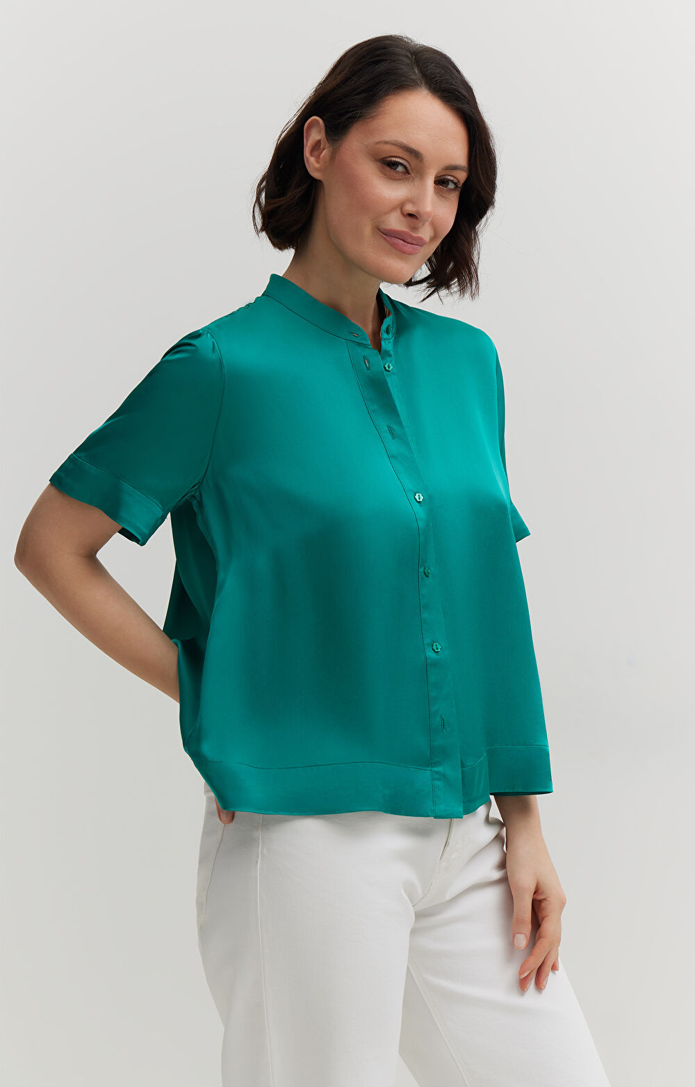 Koszula z wiskozy z krótkim rękawem