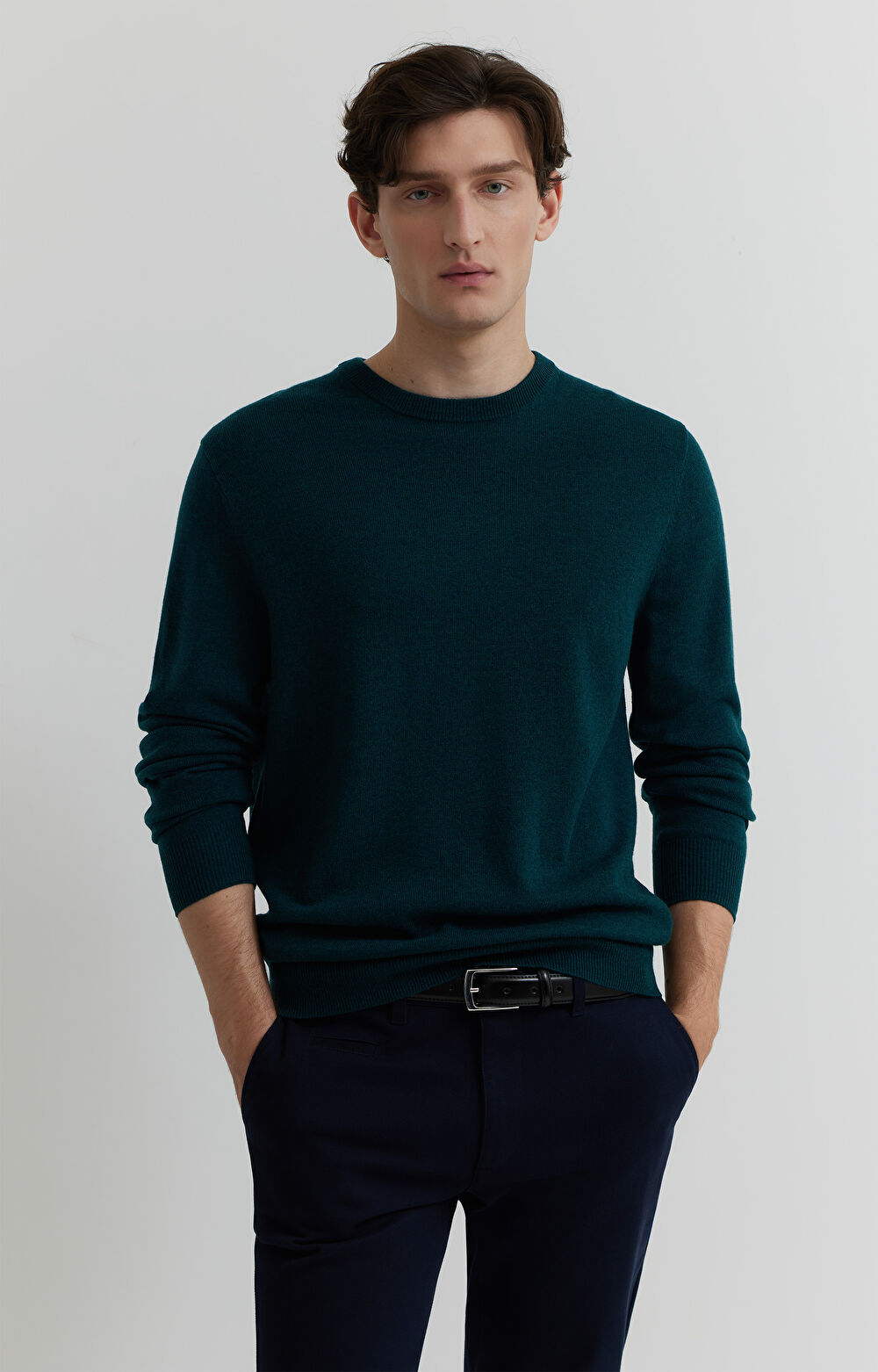 Sweter z melanżowej wełny merino - 4