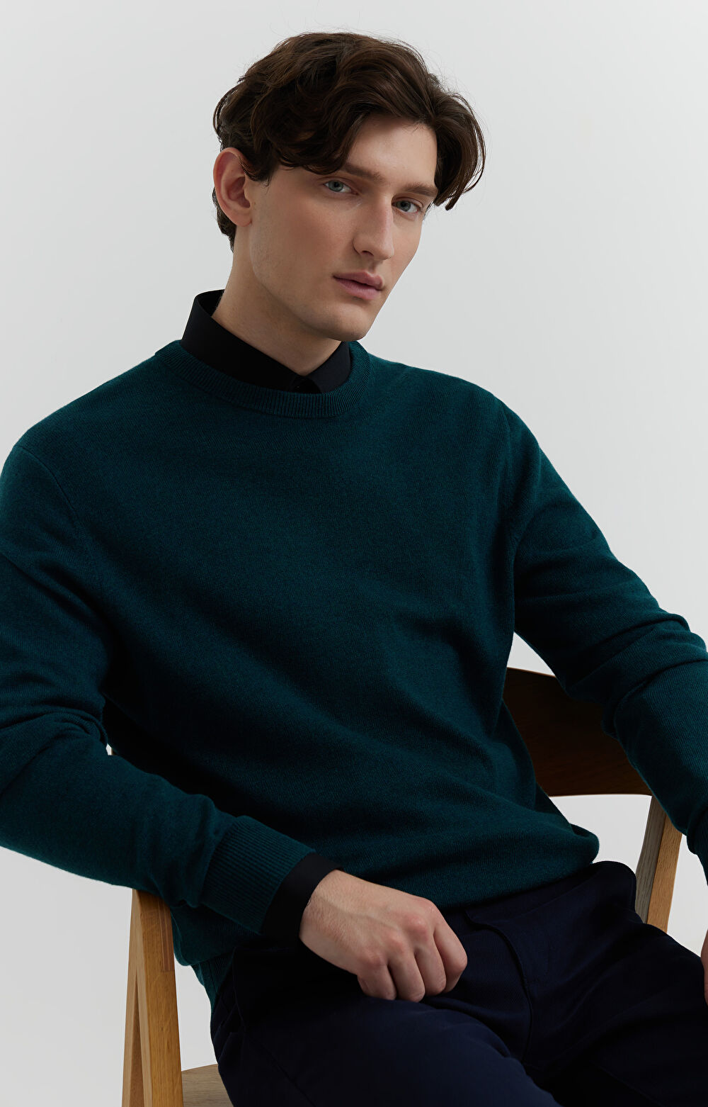 Sweter z melanżowej wełny merino - 6