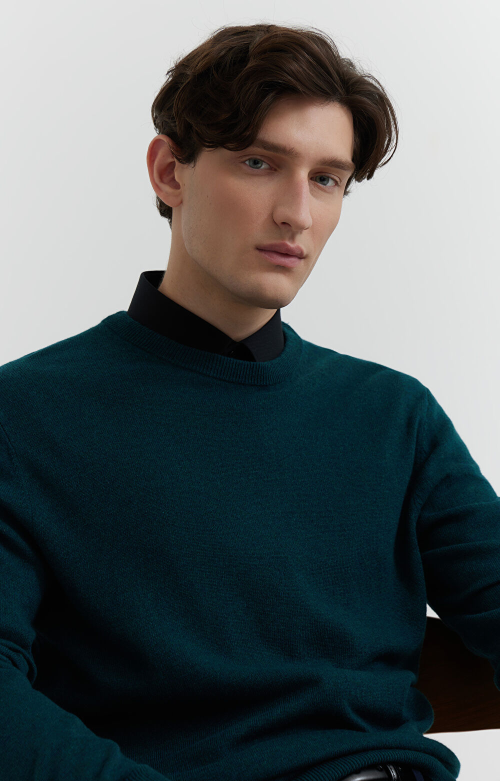 Sweter z melanżowej wełny merino - 5