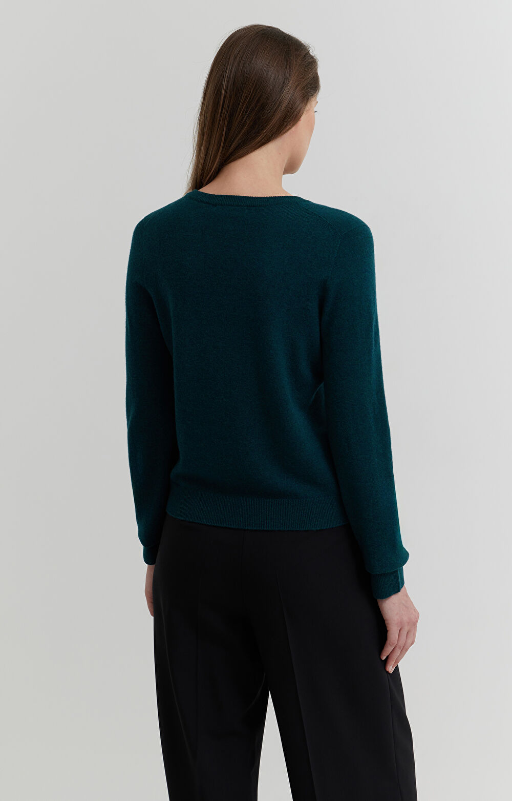 Sweter v-neck z melanżowej wełny merino - 4