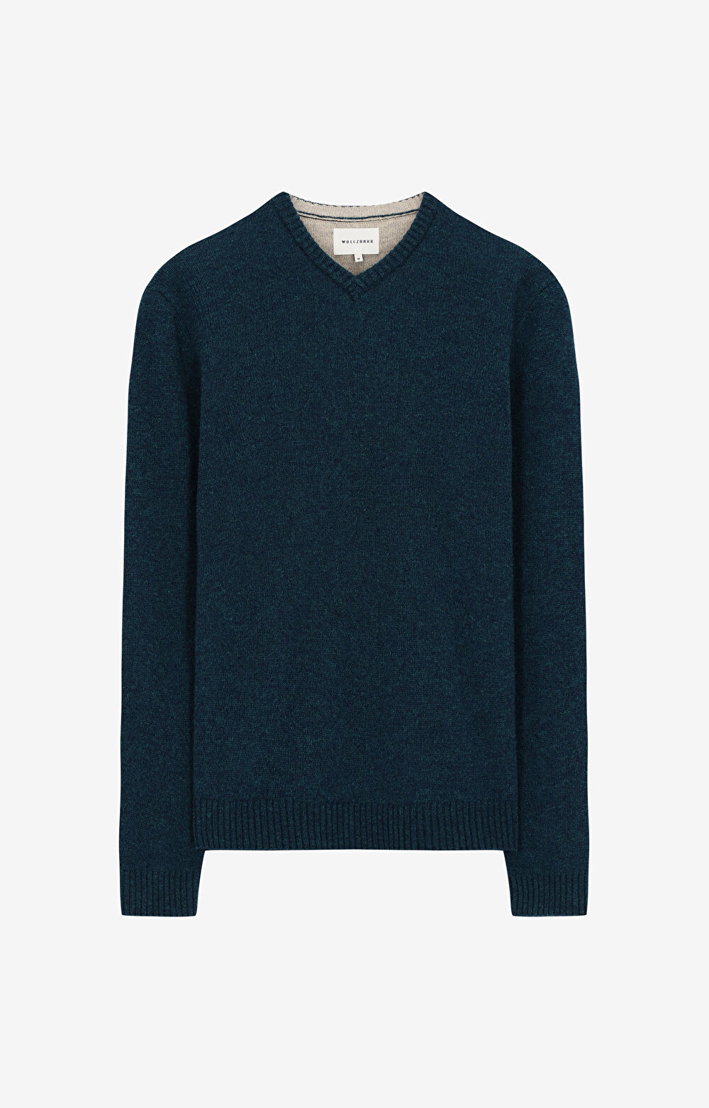 Melanżowy sweter v-neck z wełny - 2
