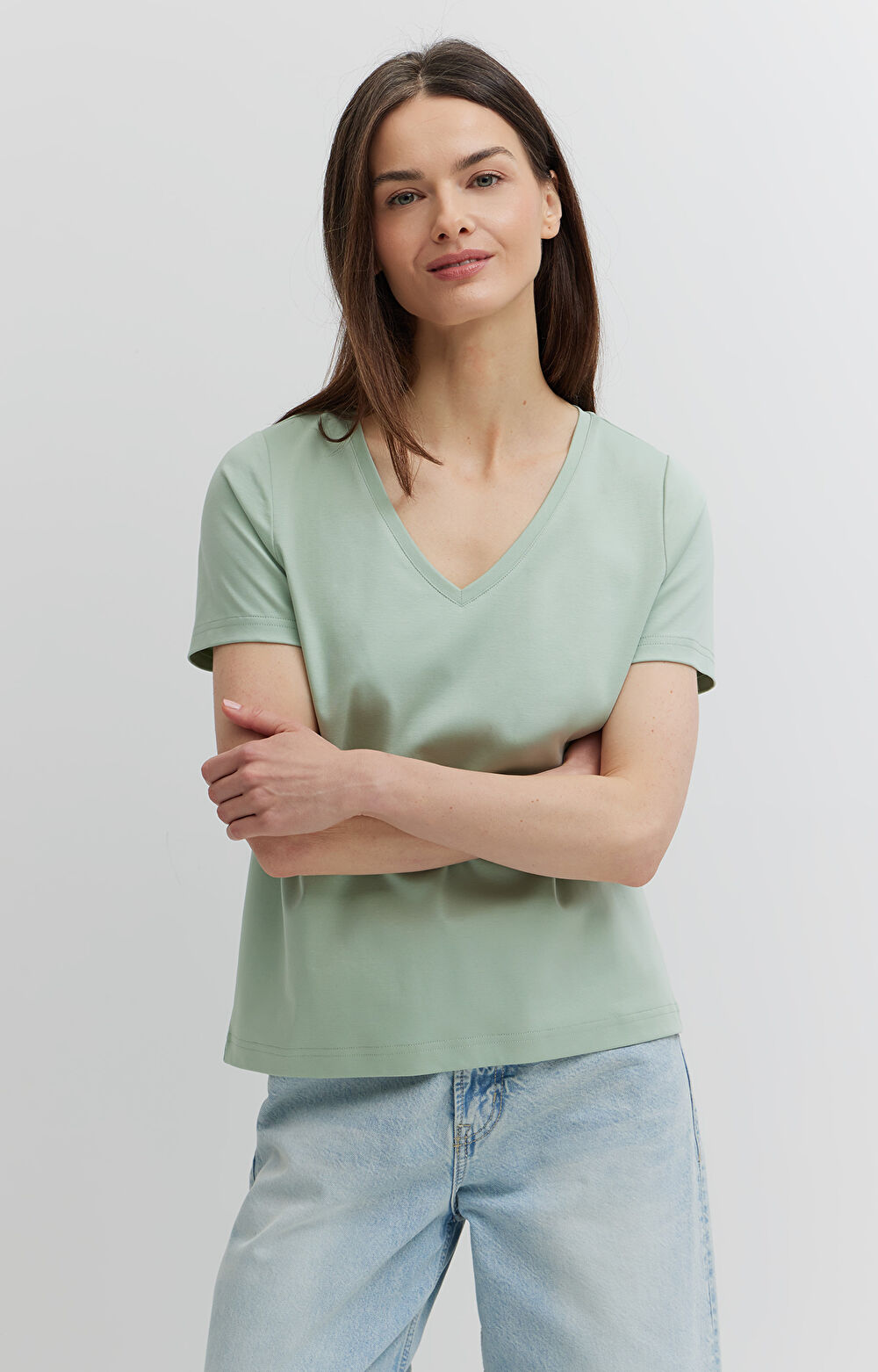 T-shirt v-neck z bawełny podwójnie merceryzowanej - 3