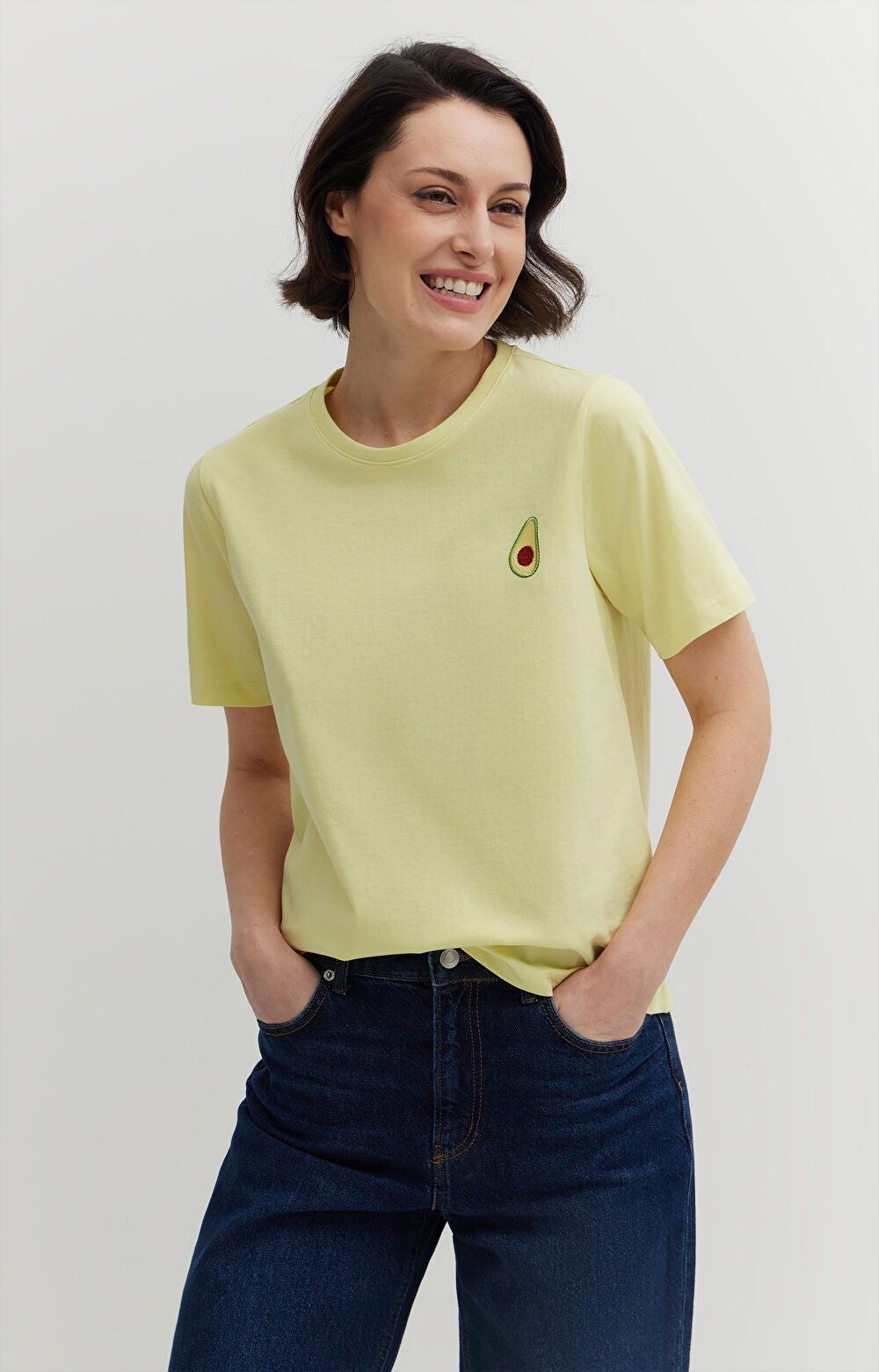 T-shirt z haftem z bawełny merceryzowanej