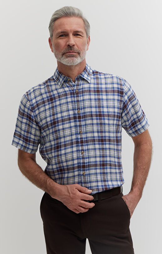 Lniana koszula w kratę