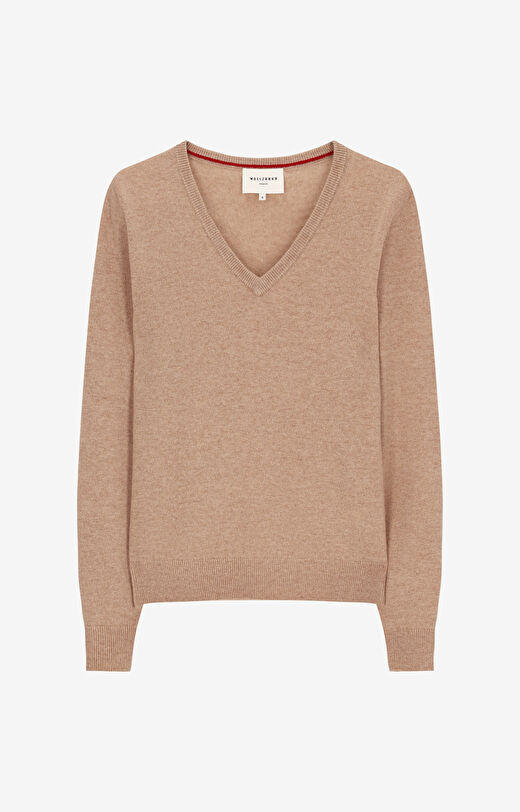 Sweter v-neck z wełny merino