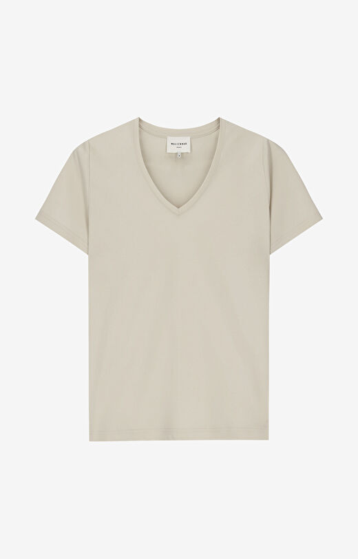 T-shirt v-neck z bawełny podwójnie merceryzowanej