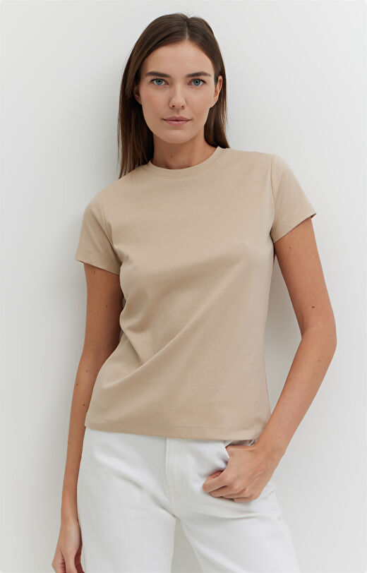 T-shirt slim z bawełny merceryzowanej