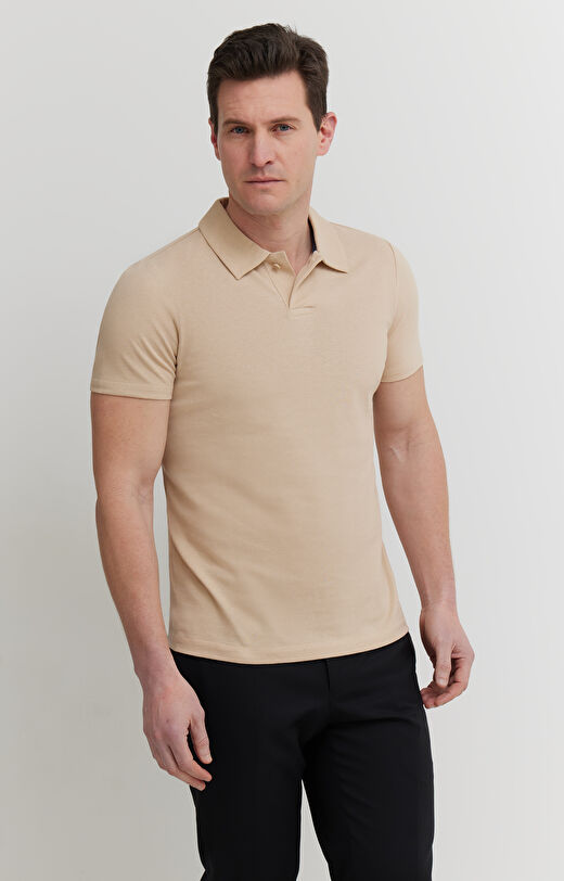 Polo z mieszanki bawełny i lnu