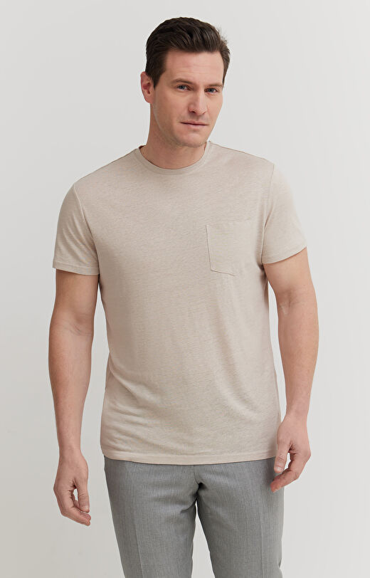 T-shirt z mieszanki lnu i wiskozy