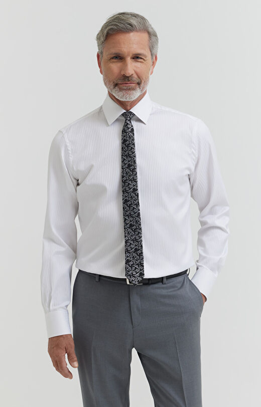 Koszula z bawełny egipskiej w jodełkę