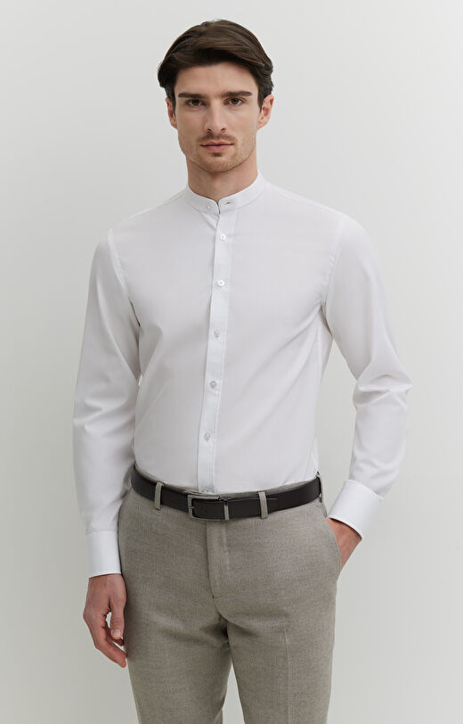 Gładka koszula z popeliny