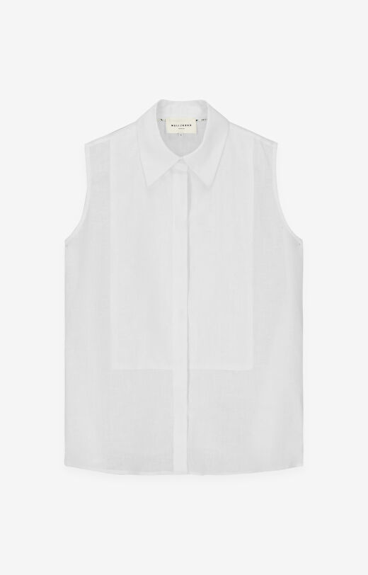 Lniana koszula bez rękawów