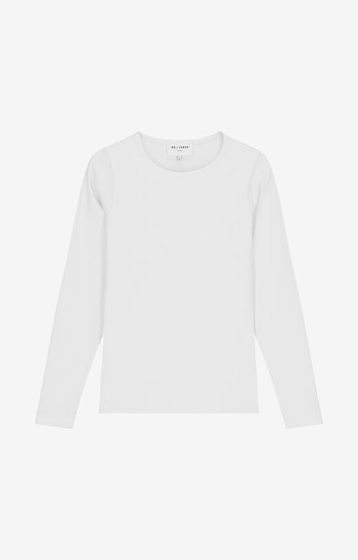 T-shirt z długim rękawem z bawełny merceryzowanej