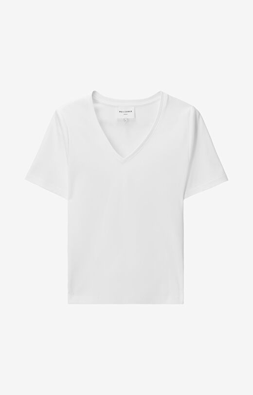 T-shirt v-neck z bawełny podwójnie merceryzowanej