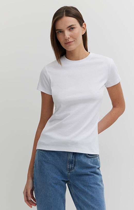 T-shirt slim z bawełny merceryzowanej