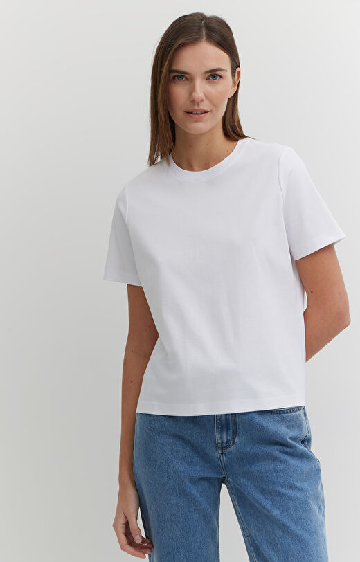 T-shirt regular z bawełny merceryzowanej