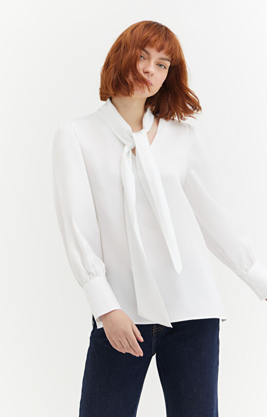 Bluzka z lyocellu w wiązaniem