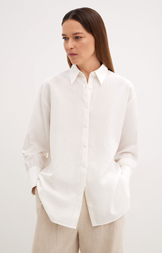 Koszula oversize z lnu i bawełny