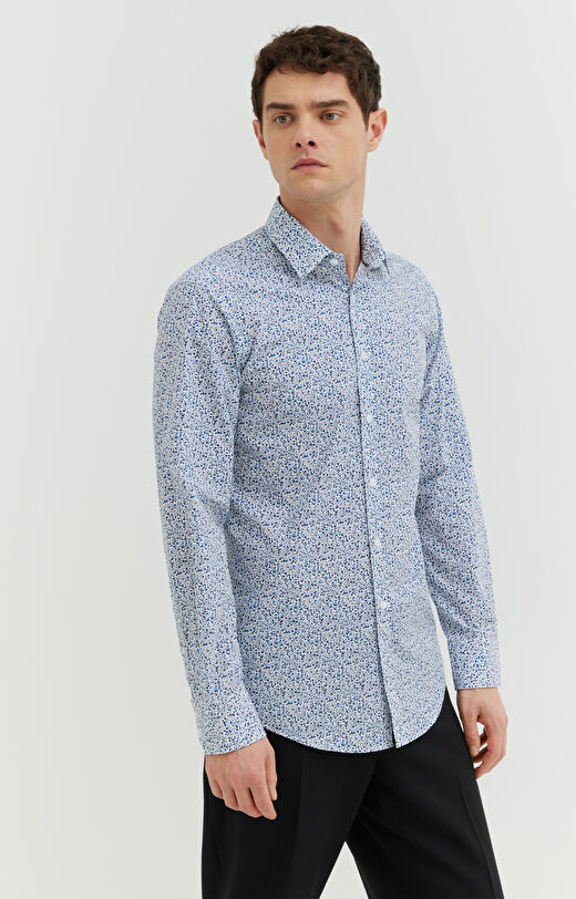 Koszula z bawełny merceryzowanej w kwiatowy wzór
