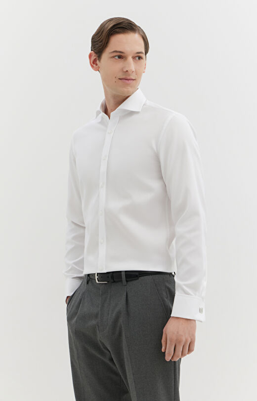 Koszula na spinki z bawełny two ply w mikrowzór