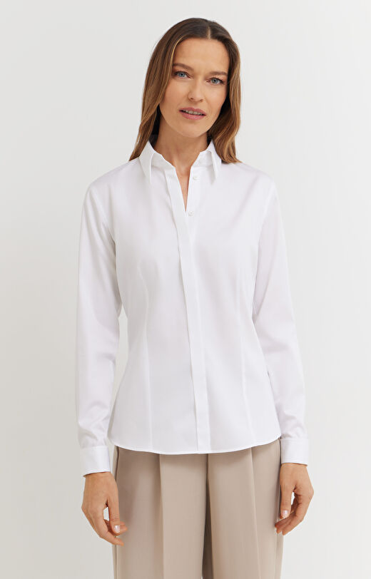 Koszula z satynowej bawełny na spinki