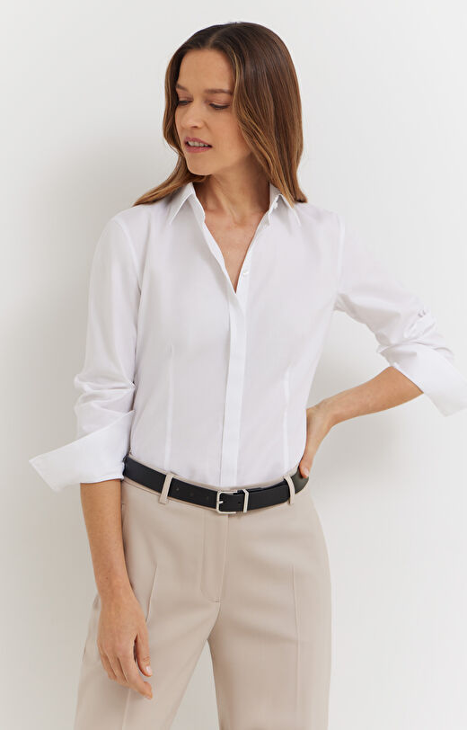 Koszula w mikrowzór z bawełny organicznej