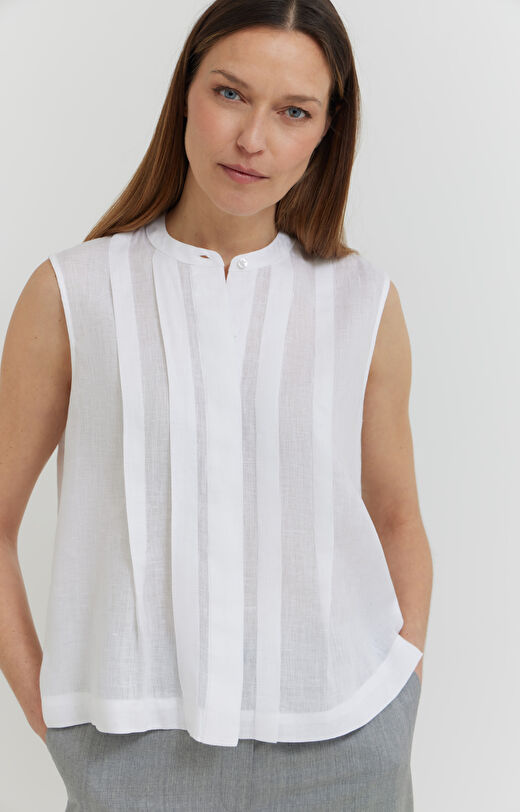 Lniana koszula bez rękawów