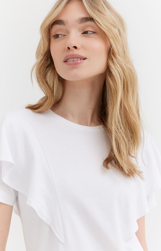 T-shirt z bawełny organicznej z falbanką