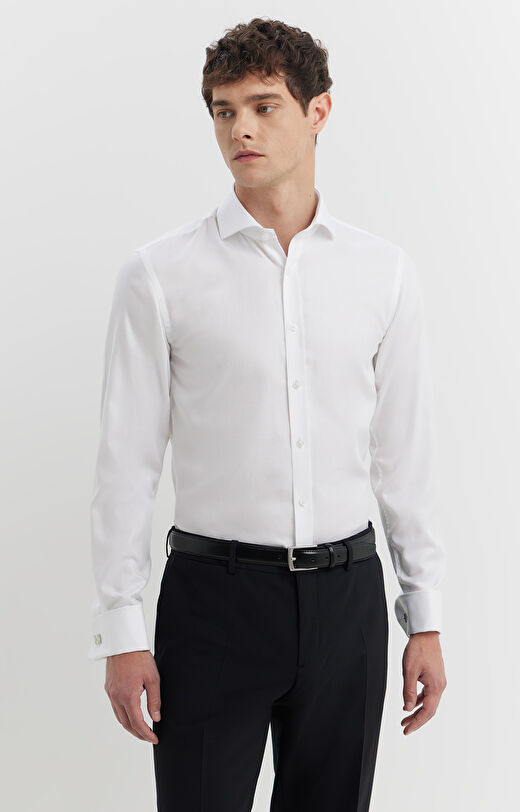 Koszula na spinki z diagonalnej bawełny