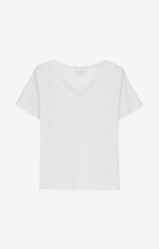 T-shirt z lnu i wiskozy