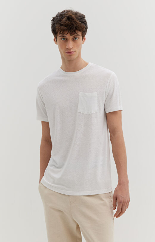 T-shirt z lnu i wiskozy