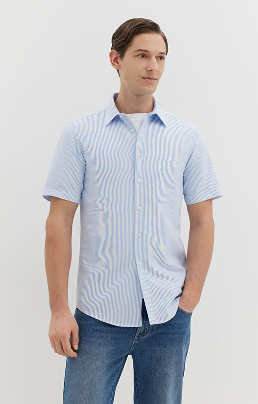 Koszula z krótkim rękawem w prążki