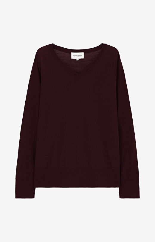 Sweter v-neck z wełny merino