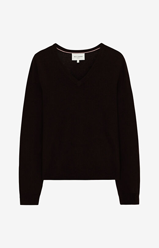 Sweter v-neck z melanżowej wełny merino