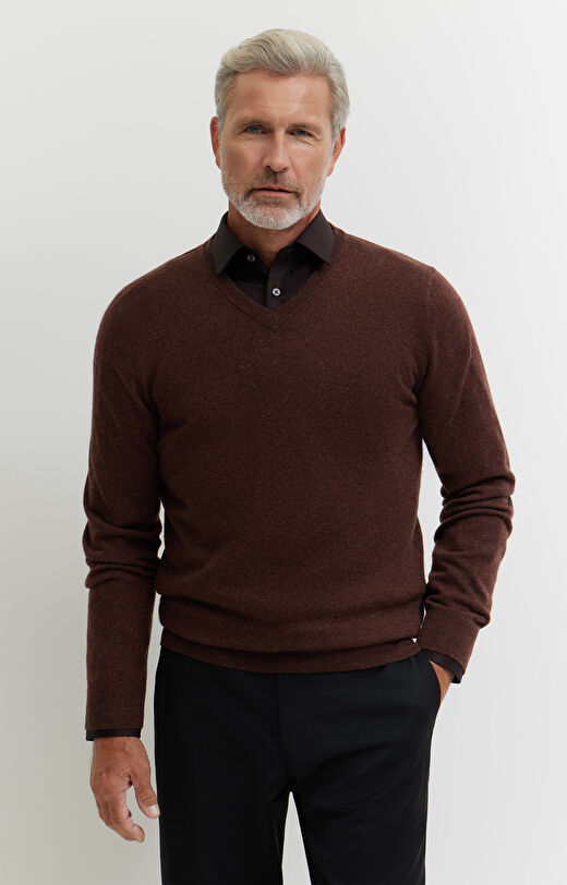Sweter z melanżowej wełny merino