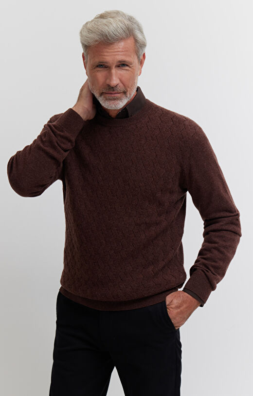 Sweter z wełny merino ze splotem