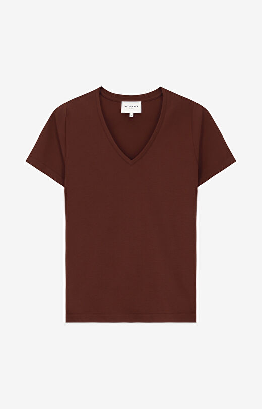 T-shirt v-neck z bawełny podwójnie merceryzowanej