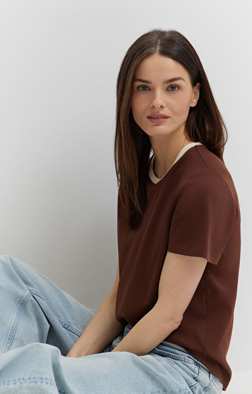 T-shirt z bawełny organicznej z kontrastem