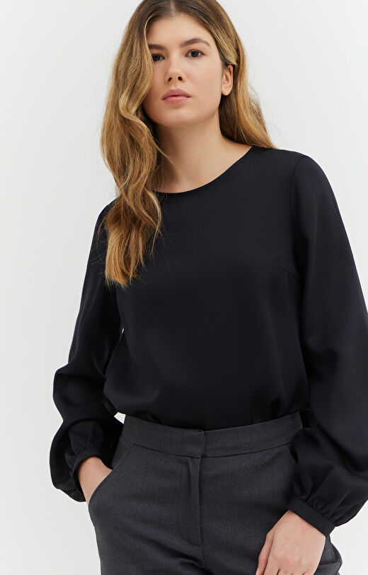 Gładka bluzka z lyocellu