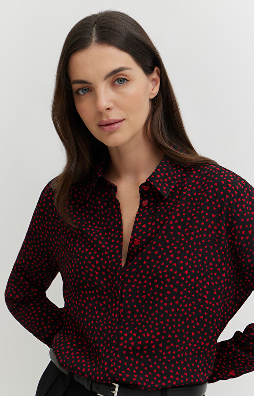 Koszula z wiskozy w serduszka