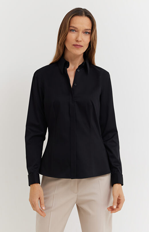 Koszula z satynowej bawełny na spinki