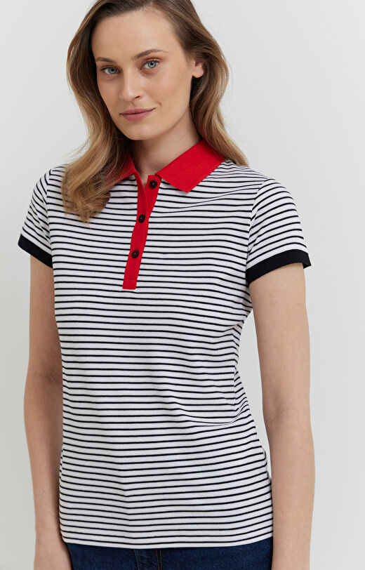 Polo w paski z bawełny organicznej