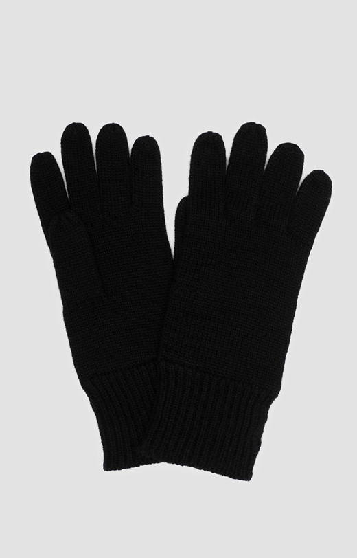 Rękawiczki z czarnej wełny merino