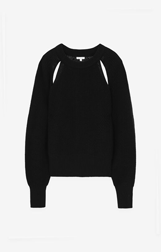 Wełniany sweter z wycięciami