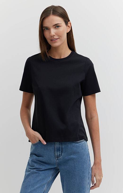 T-shirt regular z bawełny merceryzowanej