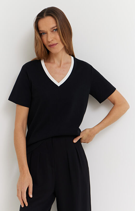 T-shirt z bawełny organicznej z kontrastem