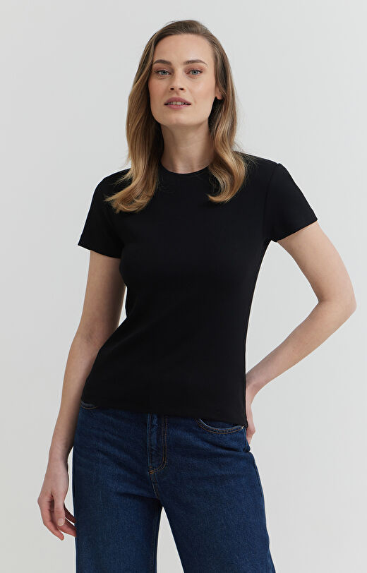 Prążkowany t-shirt